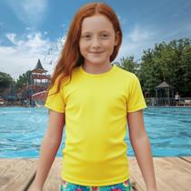 Camisa Térmica Infantil Menina Manga Curta Proteção Solar Segunda Pele de 2 a 12 anos Uv50+