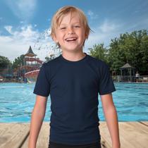 Camisa Térmica Infantil Menino Manga Curta Proteção Solar Segunda Pele de 2 a 12 anos Uv50+