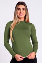 Camisa Térmica Manga Longa Feminina Peluciada Verde Musgo