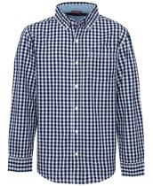 Camisa Tommy Hilfiger de manga comprida guingão com gola e bolso