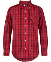 Camisa Tommy Hilfiger masculina de manga comprida tecida 5 anos Tommy Red