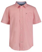 Camisa Tommy Hilfiger masculina de manga curta de 10 a 12 anos, ponta a ponta