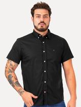 Camisa Tommy Hilfiger Masculina Manga Curta Regular Classic Poplin Preta Camisa Tommy Hilfiger Masculina Manga Curta Regular Classic Poplin Preta