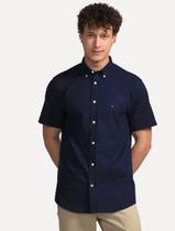 Camisa Tommy Hilfiger Masculina Manga Curta Regular Pocket Poplin Azul Marinho Camisa Tommy Hilfiger Masculina Manga Curta Regular Pocket Poplin Azul Marinho