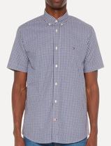 Camisa Tommy Hilfiger Masculina Manga Curta Xadrez Gingham Branca/Marinho Camisa Tommy Hilfiger Masculina Manga Curta Xadrez Gingham Branca/Marinho