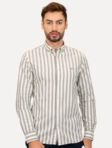 Camisa Tommy Hilfiger Masculina Oxford Slim Bold Stripe Cinza Mescla