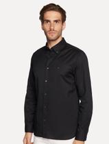 Camisa Tommy Hilfiger Masculina Regular Core Flex Poplin Preta