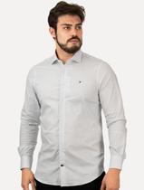 Camisa Tommy Hilfiger Masculina Slim Mini Print Branca