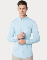 Camisa Tommy Hilfiger Regular Fit Cotton Sarja Azul Claro - Cor Azul claro - Tamanho XL/GG Camisa Tommy Hilfiger Regular Fit Cotton Sarja Azul Claro - Cor Azul claro - Tamanho XL/GG