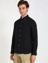 Camisa Tommy Hilfiger Regular Fit Masculina Linho Blend Preta - Cor Preto - Tamanho XXL/GGG