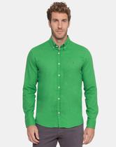 Camisa Tommy Hilfiger Regular Fit Masculina Linho Blend Verde - Cor Verde - Tamanho XL/GG