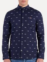 Camisa Tommy Jeans Regular College Pop Dobby Azul Marinho Camisa Tommy Jeans Regular College Pop Dobby Azul Marinho