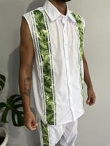 Camisa tradicional ogan tricoline jacquard perfeito para ritos sagrados