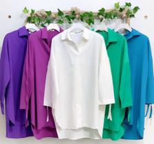 Camisa Tricoline Alongada Color Tamanho 48