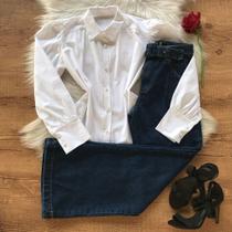 Camisa tricoline bufante lisa Camisa tricoline bufante lisa