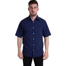 Camisa Tricoline Manga Curta Azul Noite