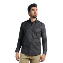 Camisa Tricoline Mini Print Manga Longa