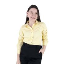 Camisa Tricoline Social Jaspe Amarela Manga Longa Feminino Adulto 20a - FANLIZ