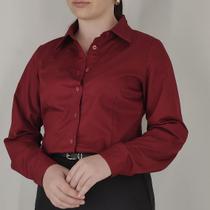Camisa Tricoline Social Jaspe Bordo Manga Longa Feminino Adulto 24a - FANLIZ Camisa Tricoline Social Jaspe Bordo Manga Longa Feminino Adulto 24a - FANLIZ
