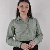 Camisa Tricoline Social Jaspe Verde Manga Longa Feminino Adulto 24a - FANLIZ Camisa Tricoline Social Jaspe Verde Manga Longa Feminino Adulto 24a - FANLIZ