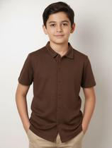 Camisa Tricot Juvenil Para Menino - MARROM Camisa Tricot Juvenil Para Menino - MARROM