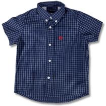Camisa Txc Infantil Xadrez Manga Curta Azul