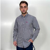 Camisa Txc Masculina Manga Longa Xadrez Azul Marinho