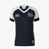 Camisa Umbro Santos Retro 1980/2022 Feminina - Preto+Branco
