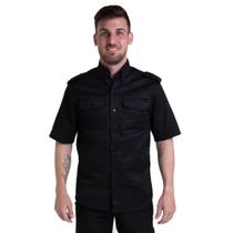 Camisa Uniforme Vigilante Manga Curta Preta