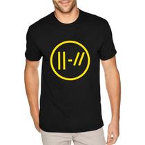 Camisa Unissex One Pilots logo amarelo - Camiseta Masculina algodão show banda Fã clube FRENTE E COSTAS!