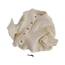 Camisa Unissex Retrô De Algodão E Cânhamo De Manga Longa Com Gola Alta, Moda Coreana Para Primavera Camisa Unissex Retrô De Algodão E Cânhamo De Manga Longa Com Gola Alta, Moda Coreana Para Primavera