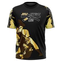 Camisa Usual Jiu-Jitsu Academia Treino Proteção Uv50 Camiseta Dry - Golden Fight - Black Cat Sport Wear