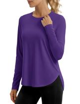 Camisa UV MAGCOMSEN feminina respirável de manga comprida roxa Camisa UV MAGCOMSEN feminina respirável de manga comprida roxa