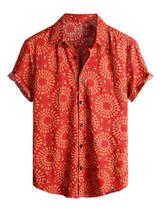 Camisa VATPAVE Vermelha Média Verde Floral Tropical Camisa VATPAVE Vermelha Média Verde Floral Tropical