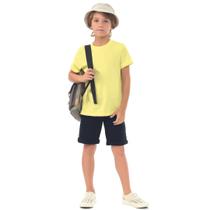 Camisa Verão Infantil Menino Mangas Curtas Amarela Tam 4 a 12 - Angerô