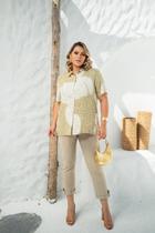 Camisa Verde e Branca Plus Size Chic Isis Camisa Verde e Branca Plus Size Chic Isis