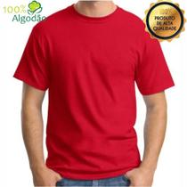 Camisa Vermelha Básica Camiseta Masculina Lisa Sem Estampa 100% Algodão 30.1 Premium