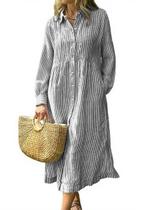 Camisa, vestido, chouyatou, feminino, casual, listrado, preto Camisa, vestido, chouyatou, feminino, casual, listrado, preto