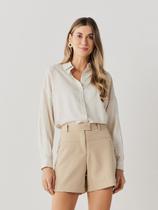Camisa Via Lessa Anna Oversized Lurex com Linho Bege Claro Camisa Via Lessa Anna Oversized Lurex com Linho Bege Claro