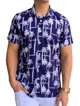 Camisa Viscolinho Manga Curta Estampa Básica Moda Verão 2023