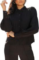 Camisa viscolinho social manga longa botões feminina elegante