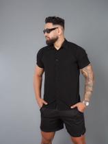 Camisa viscose social manga curta