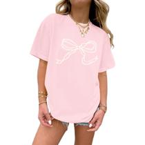 Camisa Weripoah Bow Oversized para meninas Graphic Sakurapink