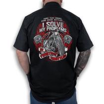 Camisa Workshirt Preta Custom By Twisting Throttles No Remorse