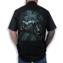 Camisa Workshirt Preta Custom CG Cafe Reacer Honda No Remorse