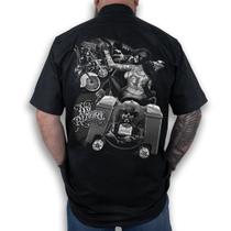 Camisa Workshirt Preta Custom Chicanas Motorcycle No Remorse Camisa Workshirt Preta Custom Chicanas Motorcycle No Remorse