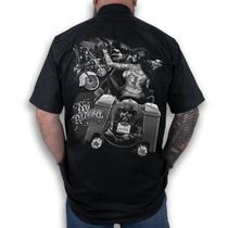 Camisa Workshirt Preta Custom Chicanas Motorcycle No Remorse