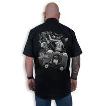Camisa Workshirt Preta Custom Fusca Rat Look Old School No Remorse Camisa Workshirt Preta Custom Fusca Rat Look Old School No Remorse