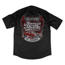 Camisa Workshirt Preta Custom Mecânico Muscle Car No Remorse Camisa Workshirt Preta Custom Mecânico Muscle Car No Remorse