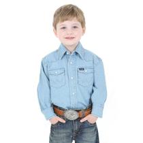 Camisa Wrangler Boys Western Snap Stonewashed Indigo XXL
